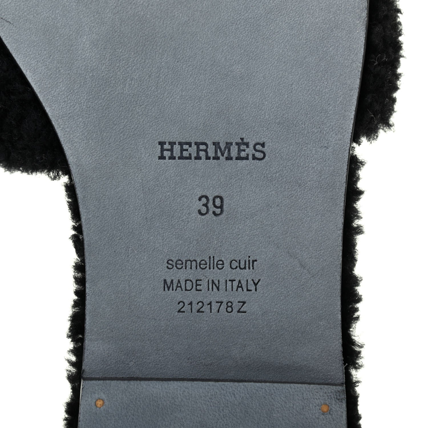 Hermes Woolskin Oran Sandals 39 Black 6 of 7