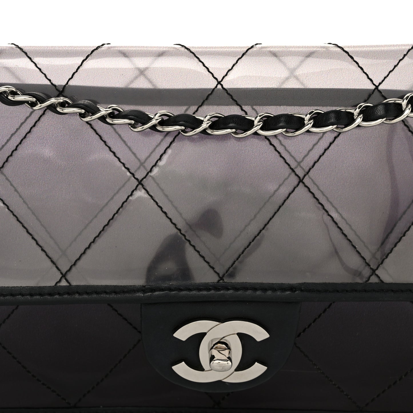 Vinyl Quilted Degrade Jumbo Single Flap Black