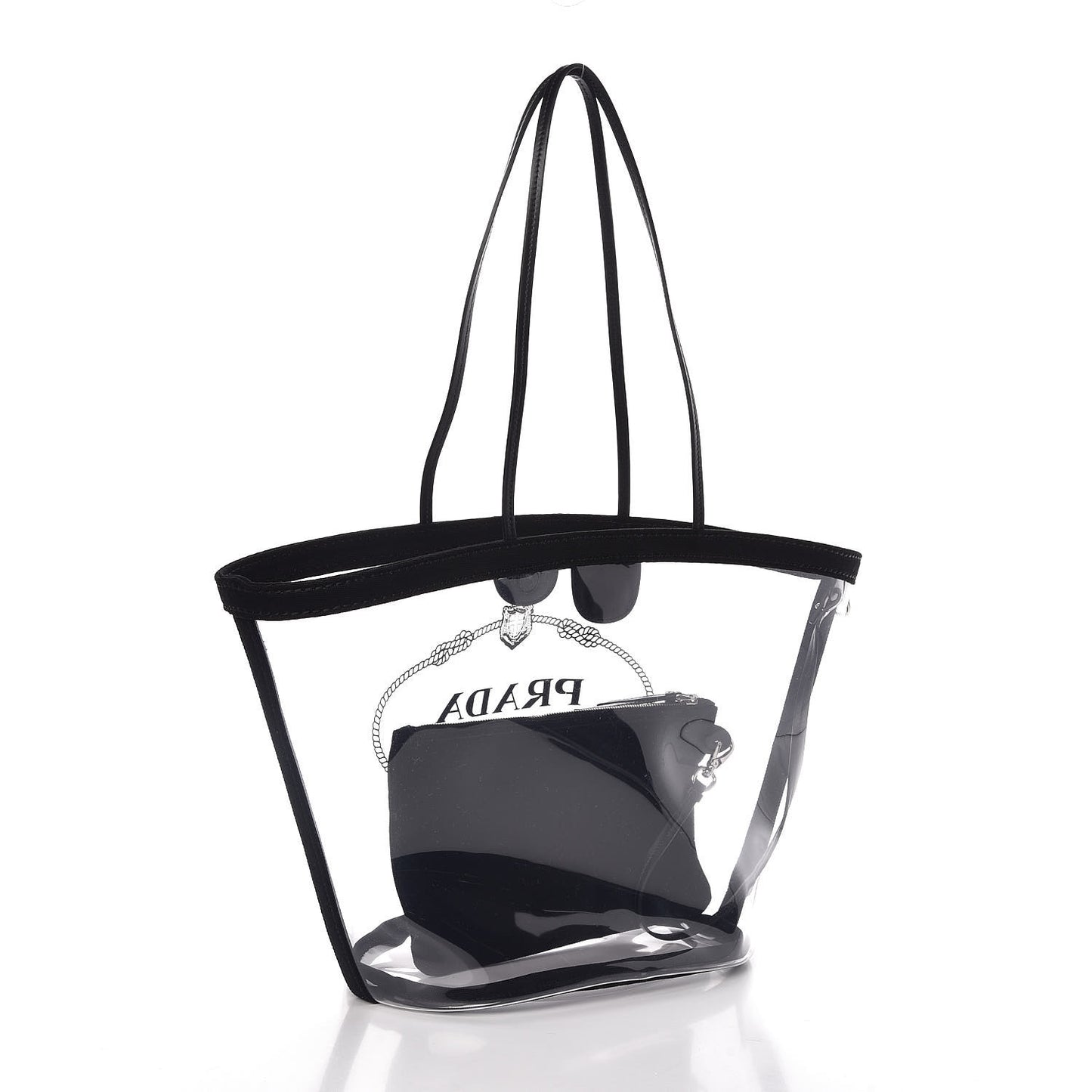 Plexiglass Calfskin Small Shopper Tote Black