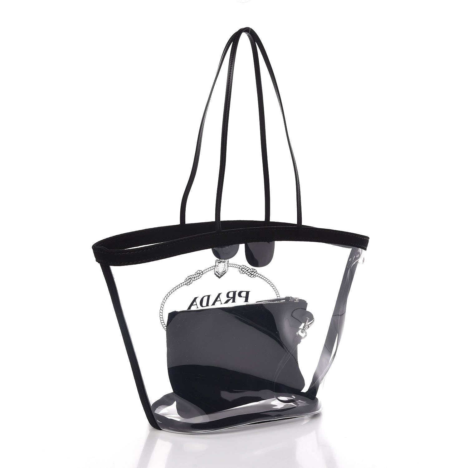 Prada Plexiglass Calfskin Small Shopper Tote Black 3 of 8