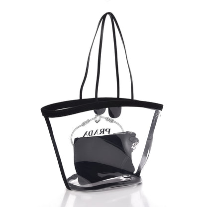 Prada Plexiglass Calfskin Small Shopper Tote Black 3 of 8