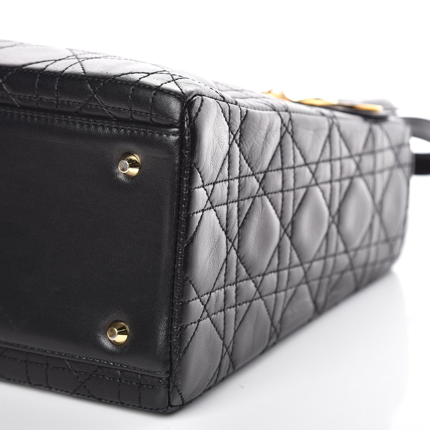 Christian Dior Lambskin Cannage Medium Lady Dior Black 9 of 10