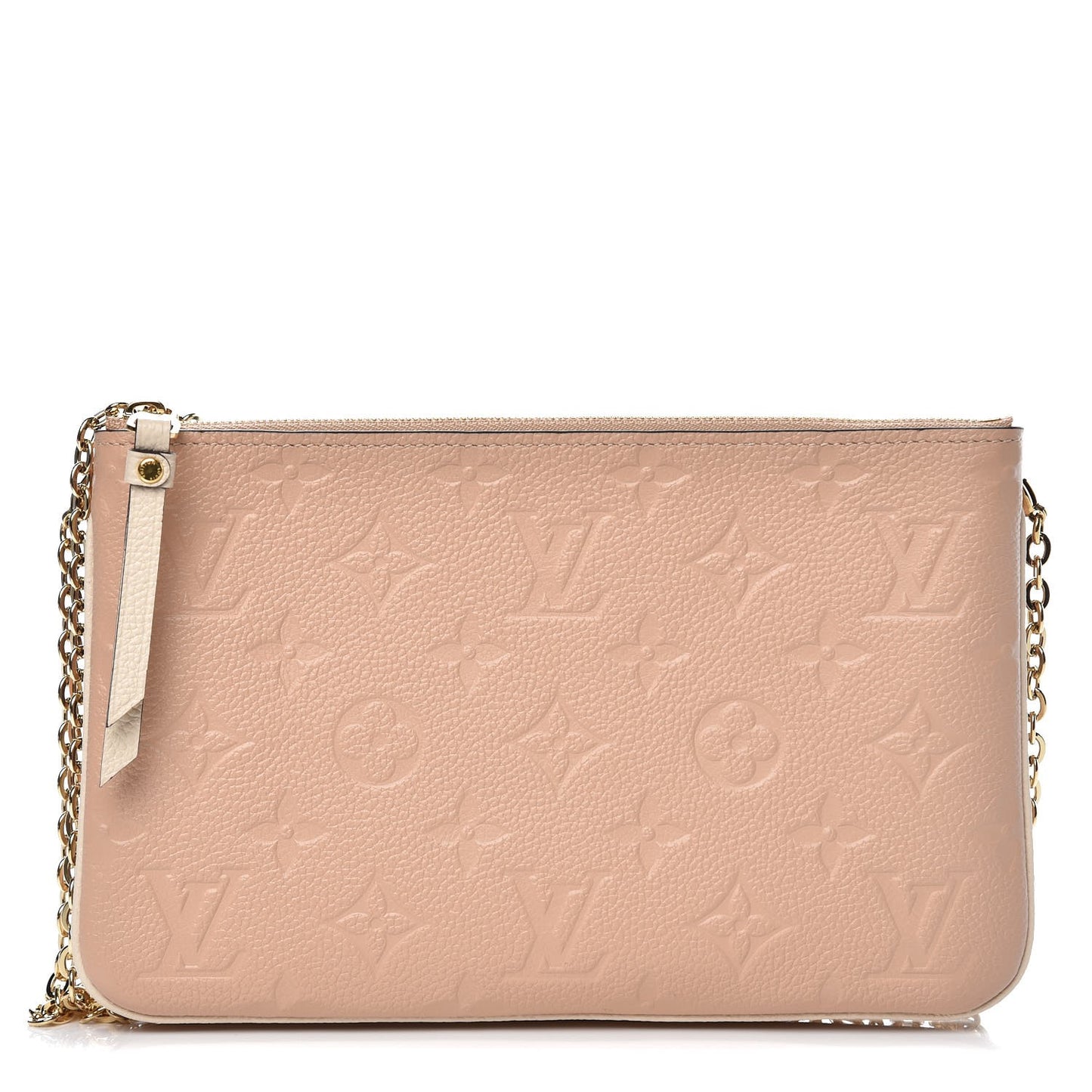 Empreinte Double Zip Pochette Beige Rose Creme