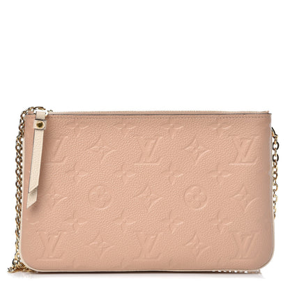 Louis Vuitton Empreinte Double Zip Pochette Beige Rose Creme 1 of 9