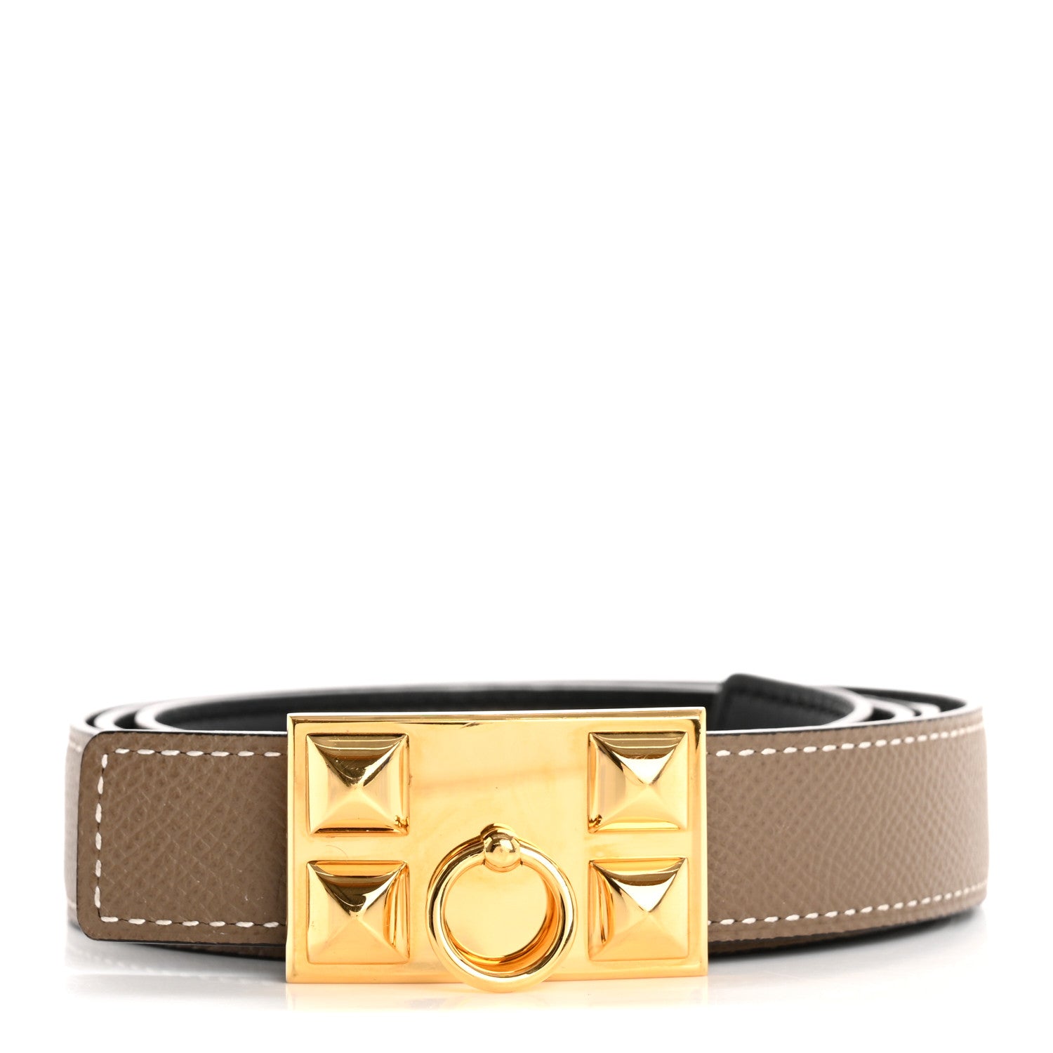 Hermes Epsom Swift 24mm Collier De Chien CDC Belt 95 38 Etoupe Black 1 of 8