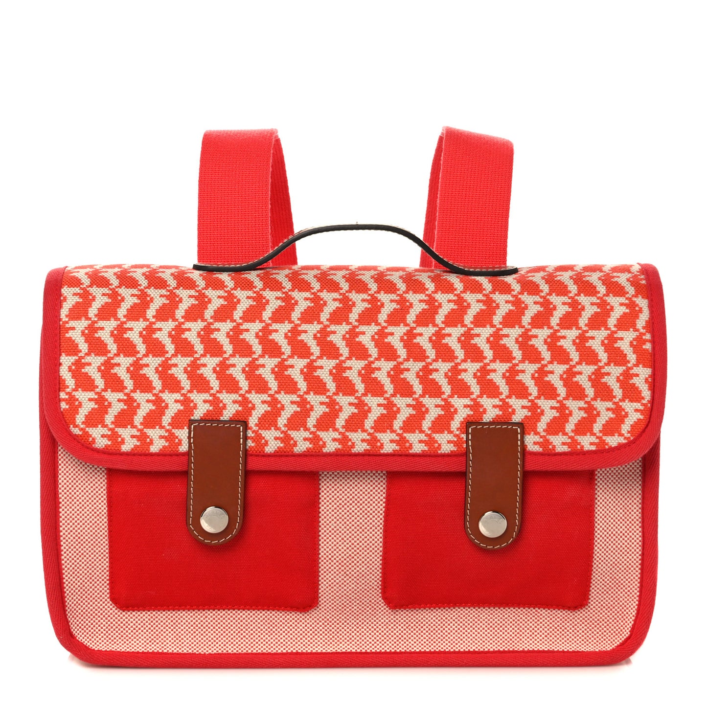 Toile Canvas Barenia Childrens Animaux Pixel Backpack Red White Orange