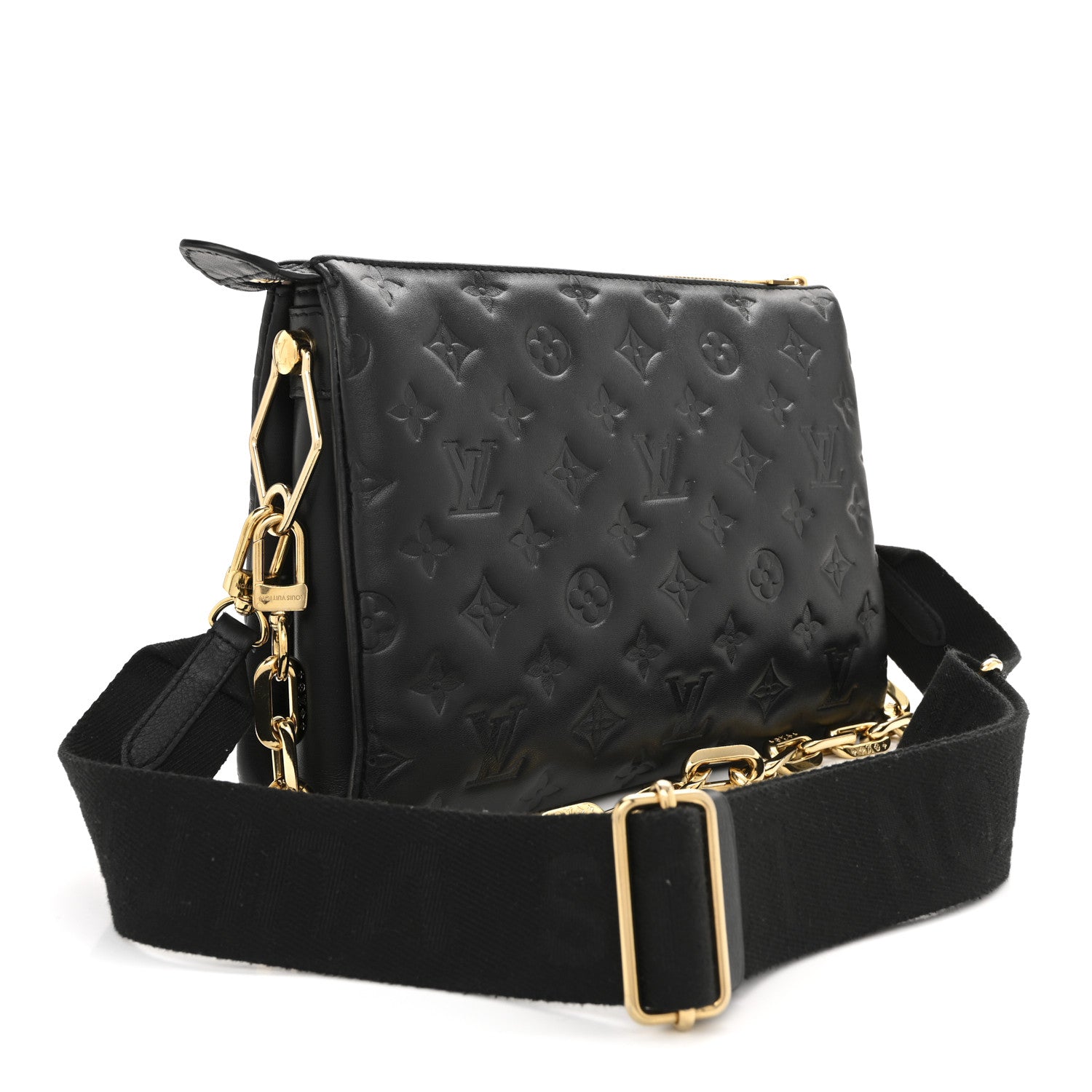 Louis Vuitton Lambskin Embossed Monogram Coussin PM Black 3 of 10