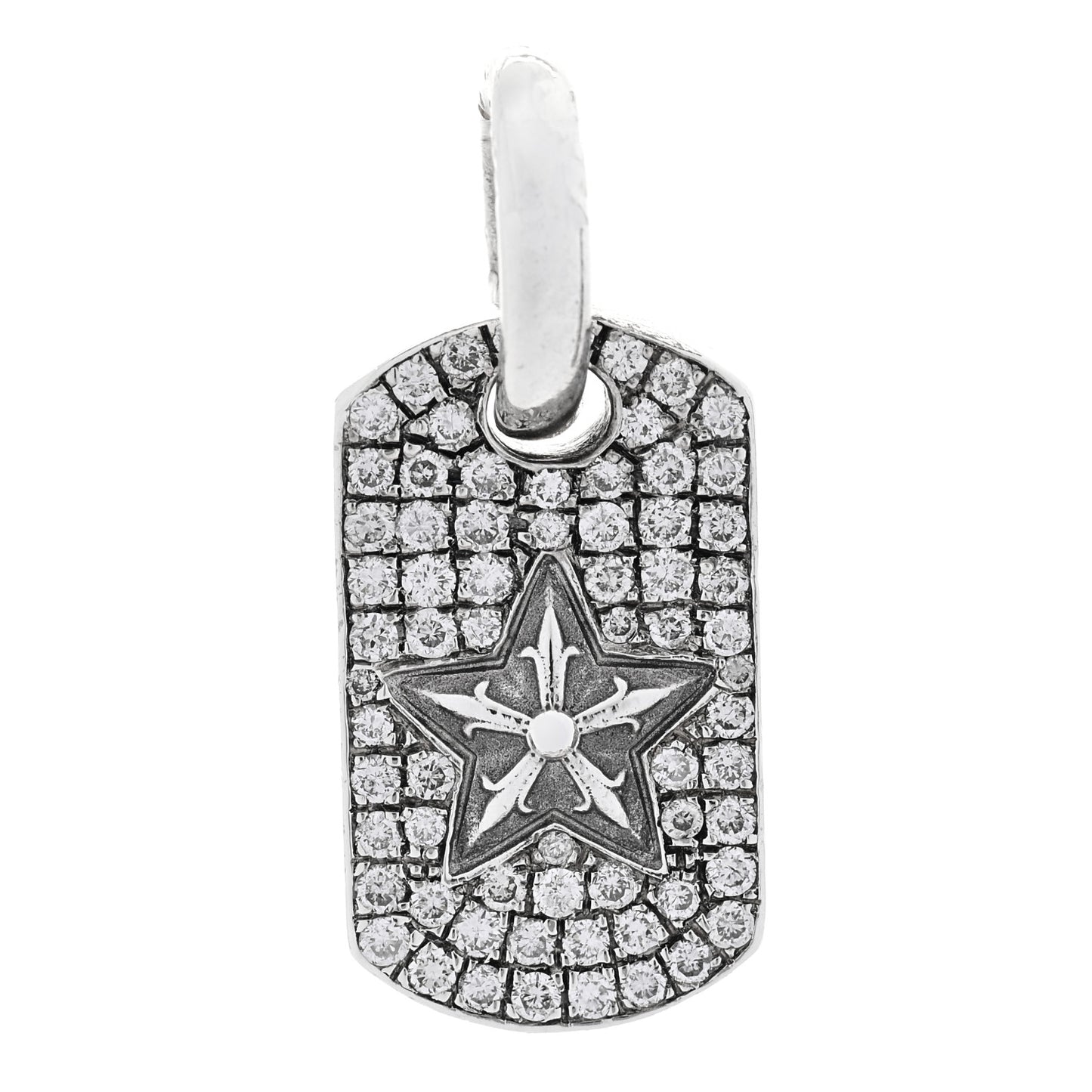 Sterling Silver Diamond Tiny Star Dog Tag Pave Charm