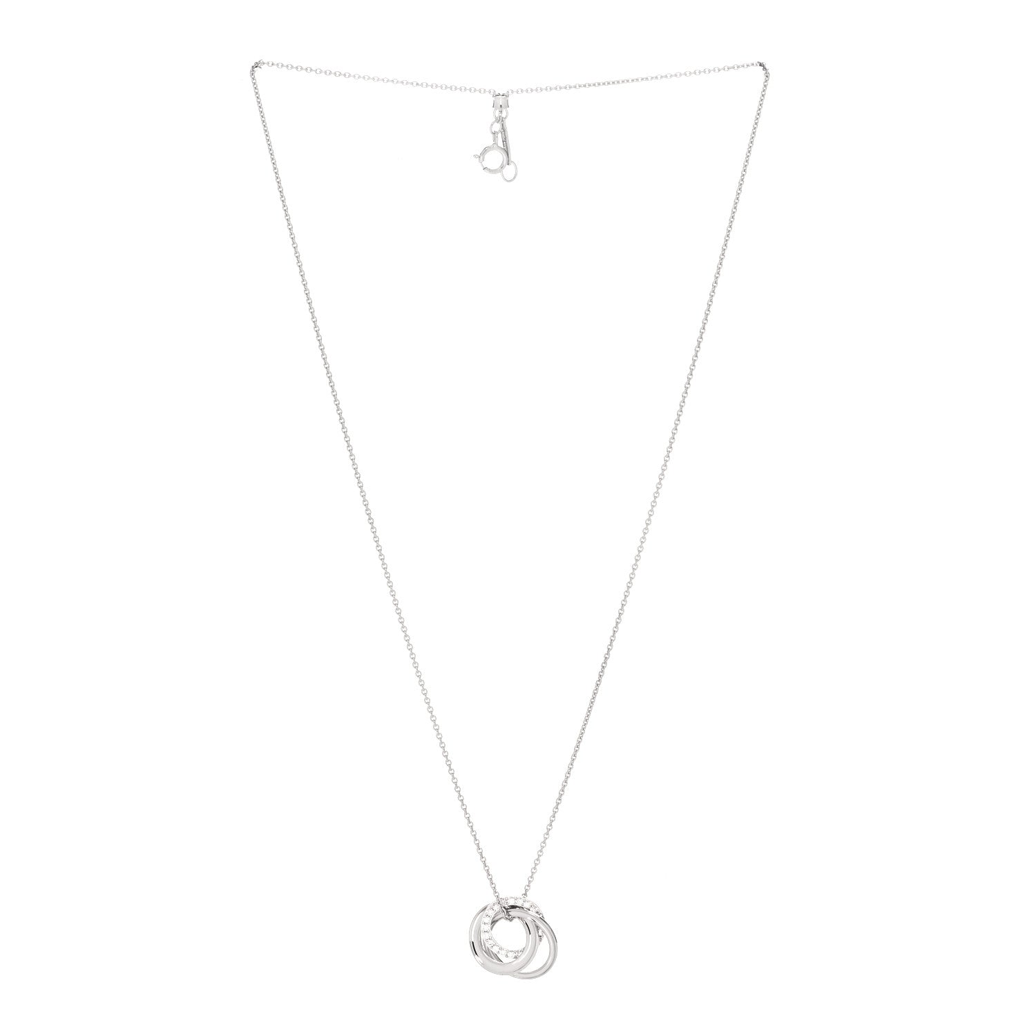 Tiffany 18K White Gold Diamond Triple Interlocking Circles Pendant Necklace 3 of 5