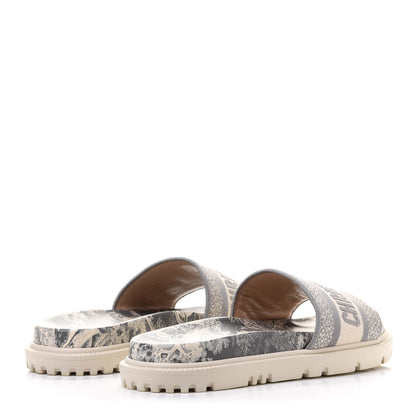 Christian Dior Canvas Toile de Jouy Embroidered Dway 10mm Slide Sandals 36 Off White Grey 4 of 9