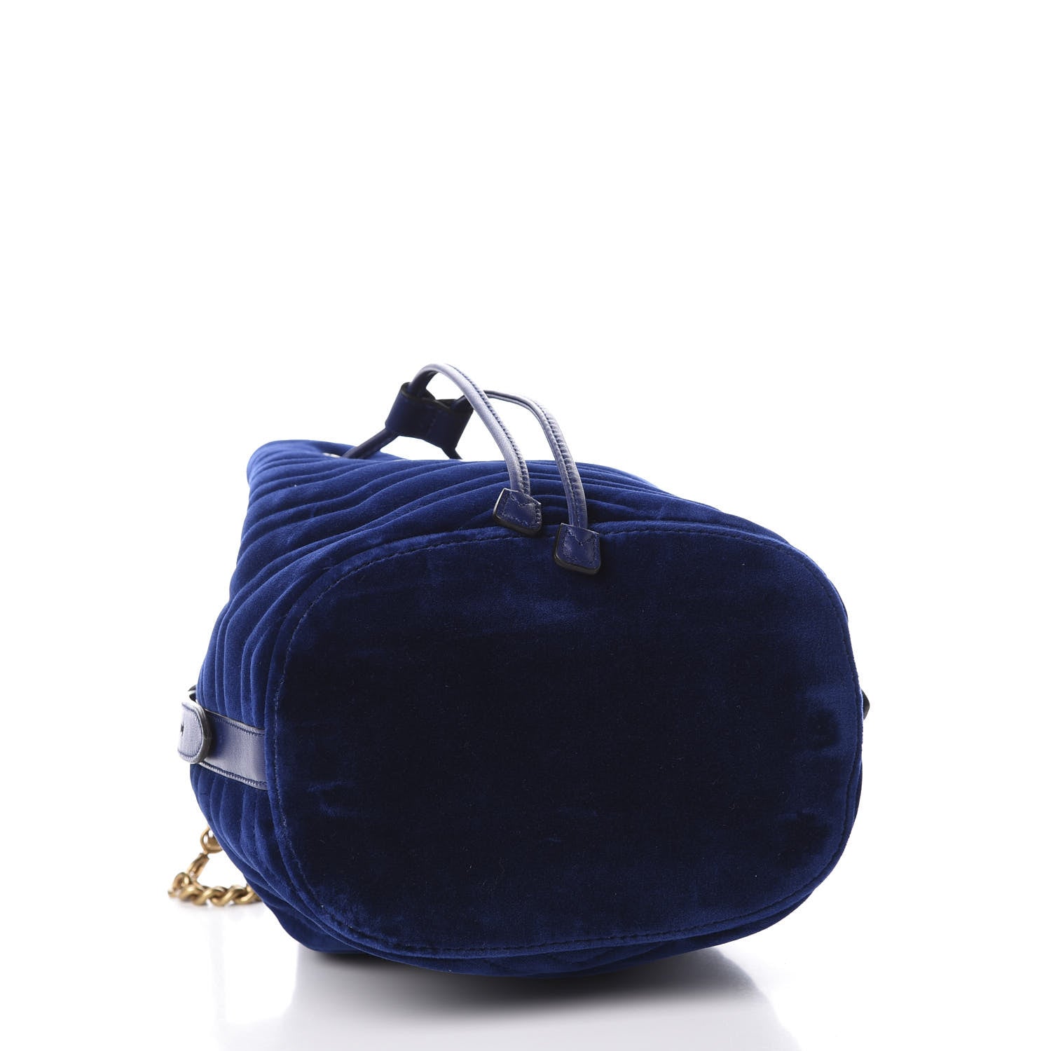 Gucci Velvet Matelasse GG Marmont Bucket Bag Cobalt Blue 3 of 10
