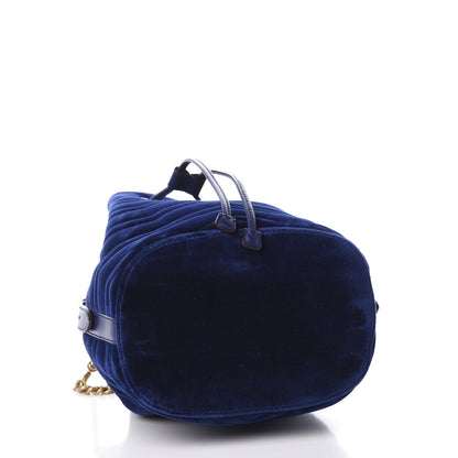 Gucci Velvet Matelasse GG Marmont Bucket Bag Cobalt Blue 3 of 10