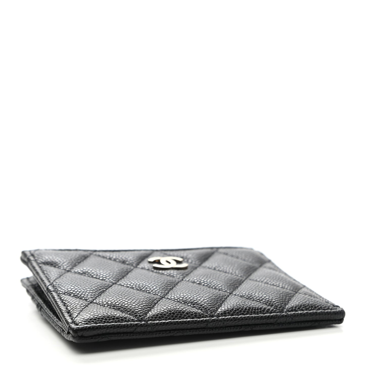 Caviar Quilted CC Zip Card Holder Black