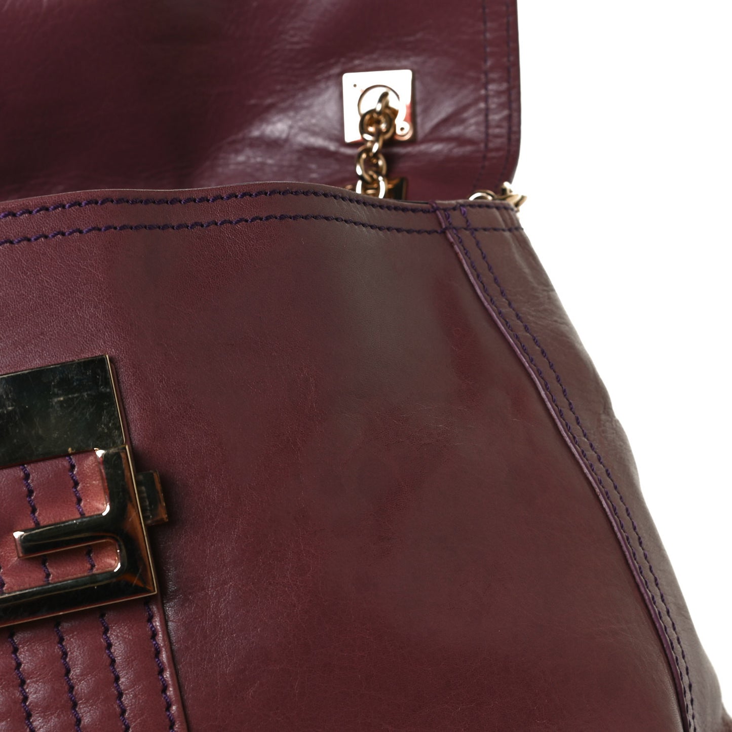 Vitello Acqua Maxi Baguette Shoulder Bag Malva