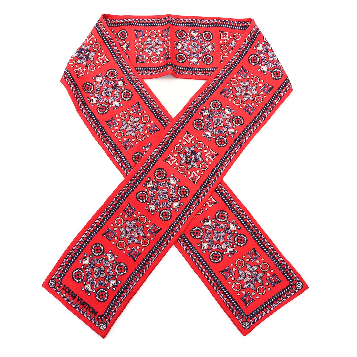 Silk Monogram Giant Lvrtual Flowers Bandeau Red
