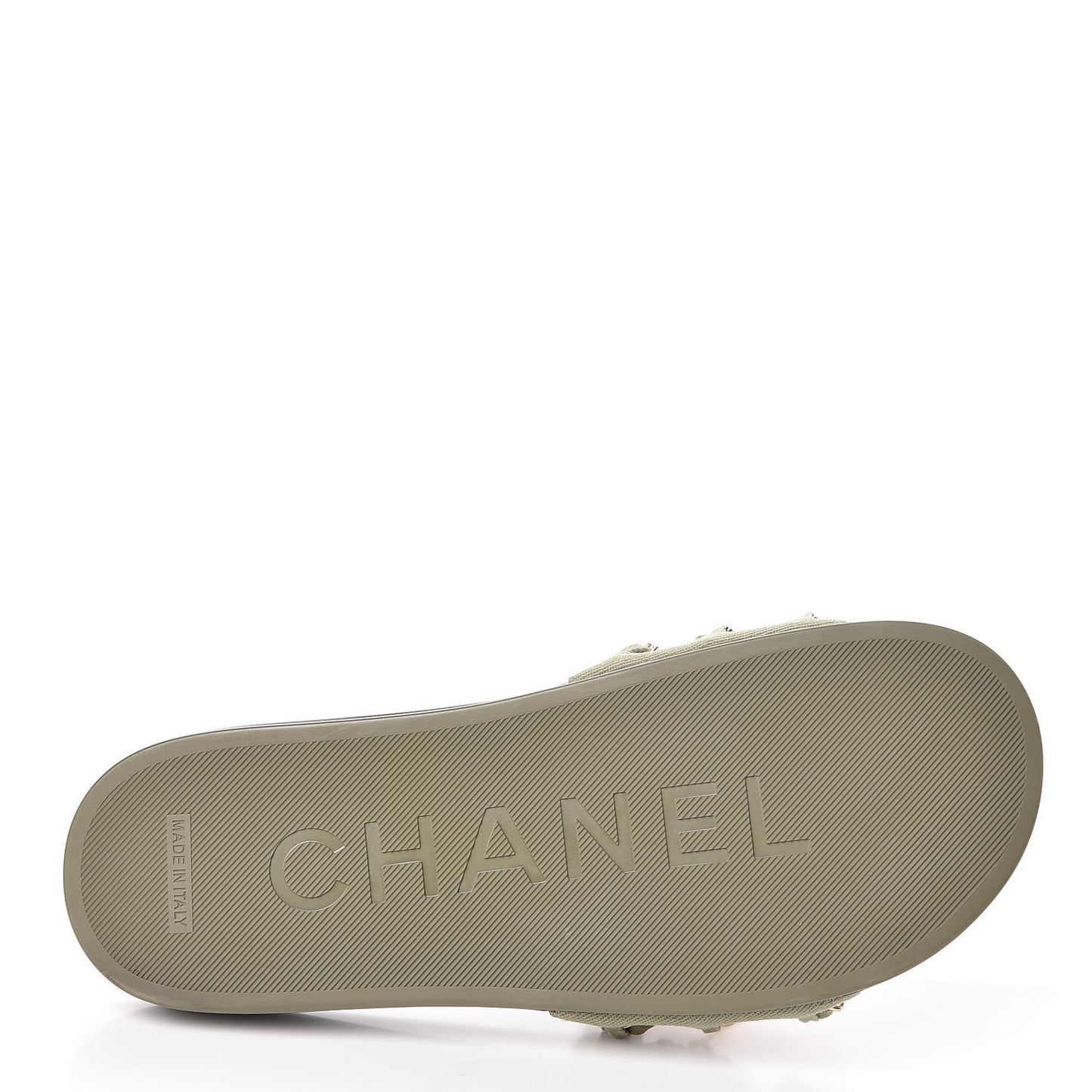 Canvas Chain Flat Sandals 38 Khaki