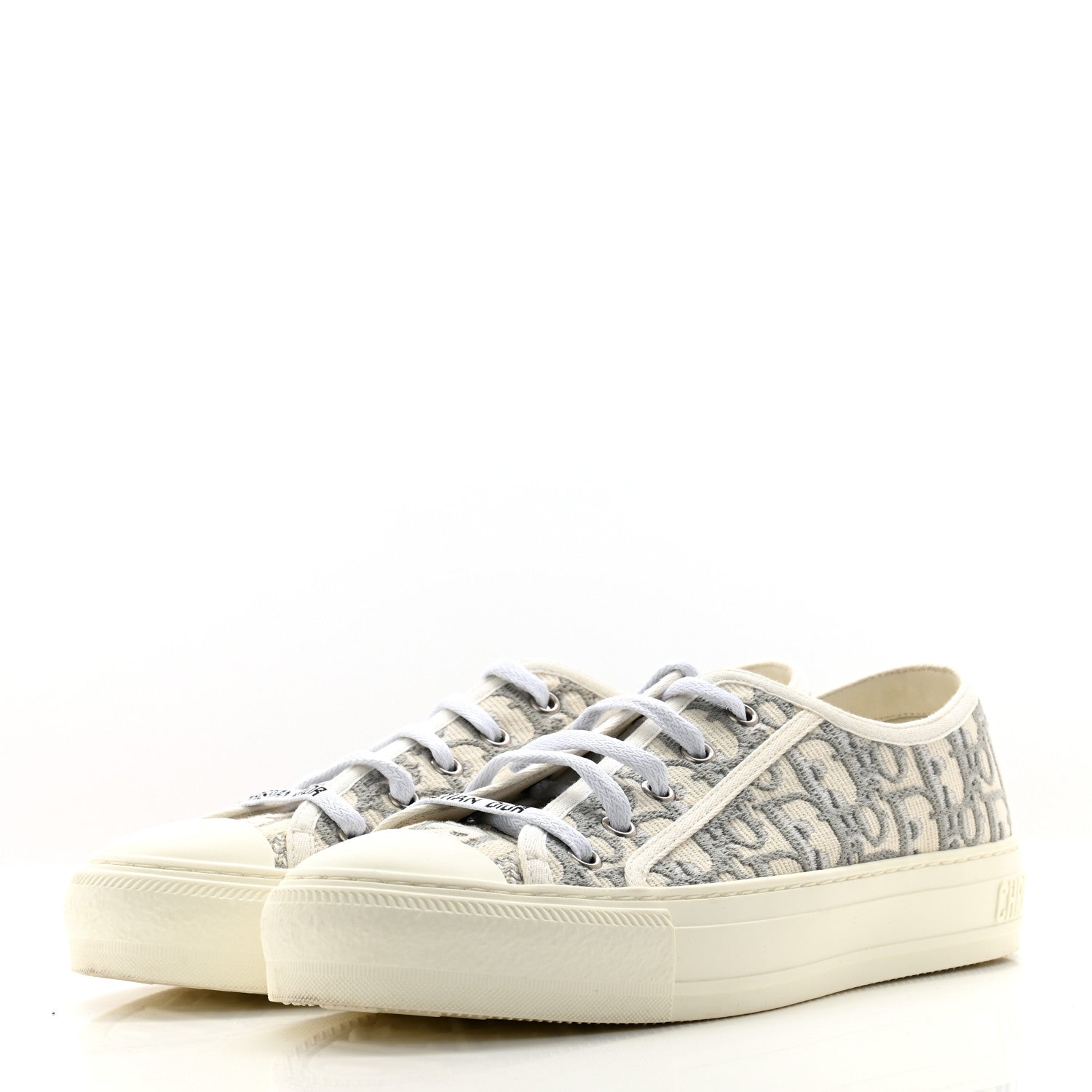 Christian Dior Canvas Oblique Walk'N'Dior Low Top Sneakers 38 Grey Stone 3 of 10