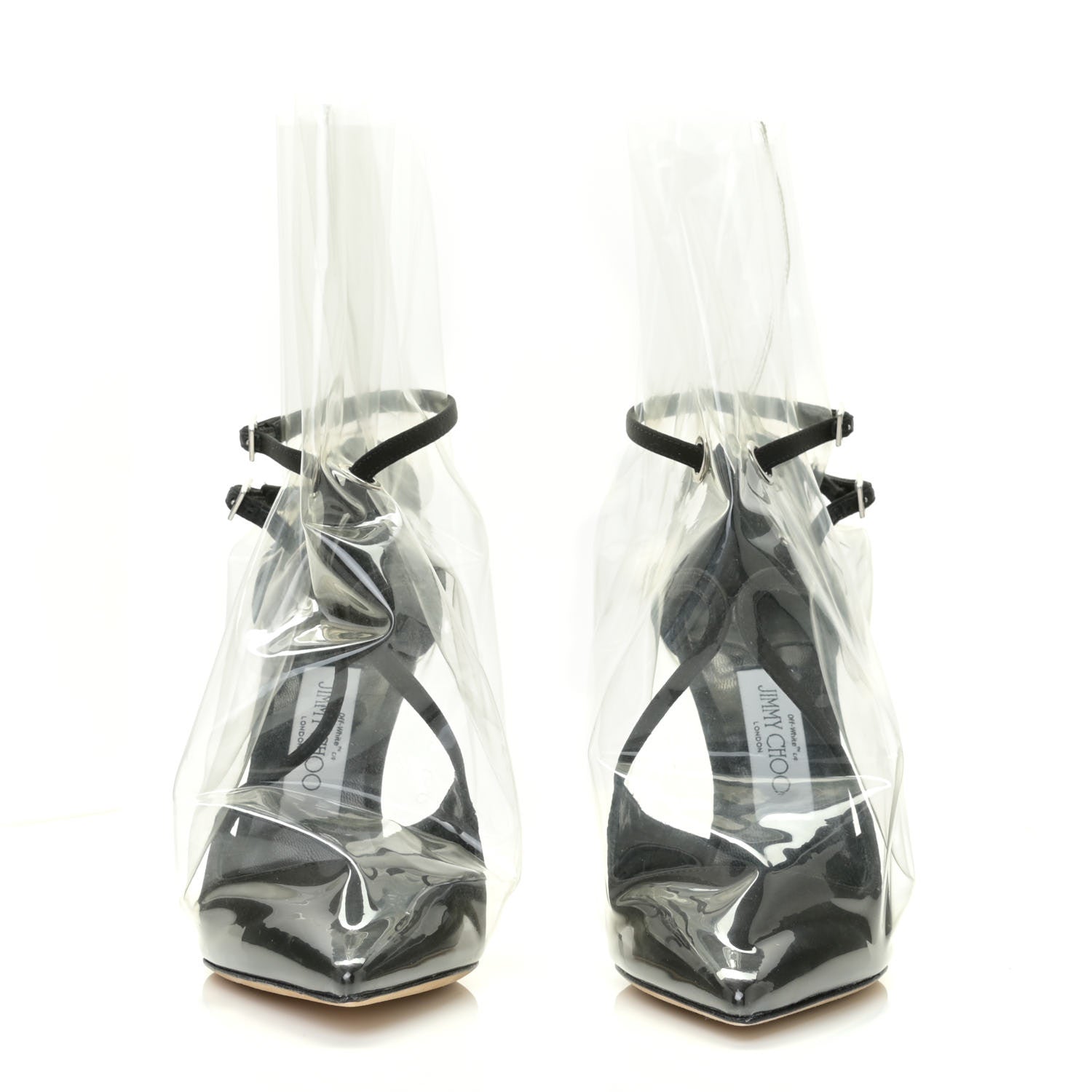 Jimmy Choo x OFF-WHITE Satin TPU Claire 100 Pumps 36.5 Black 4 of 11