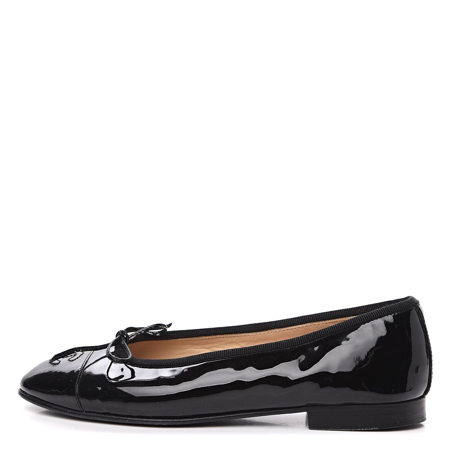 Chanel Patent CC Cap Toe Ballerina Flats 35.5 Black 1 of 8