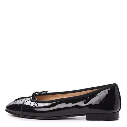 Chanel Patent CC Cap Toe Ballerina Flats 35.5 Black 1 of 8