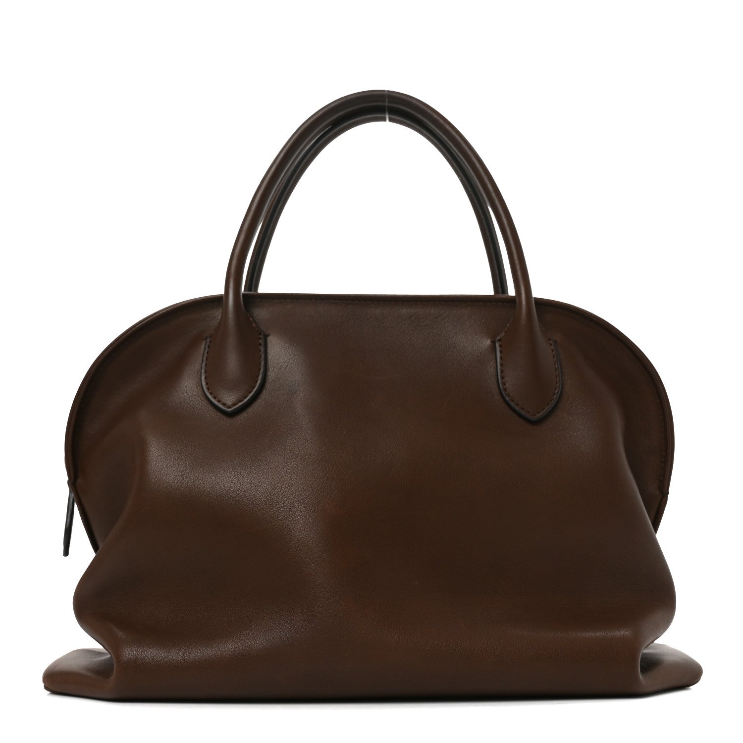 The Row Polished Saddle Calfskin Agnes 12 Deep Brown 1 of 9