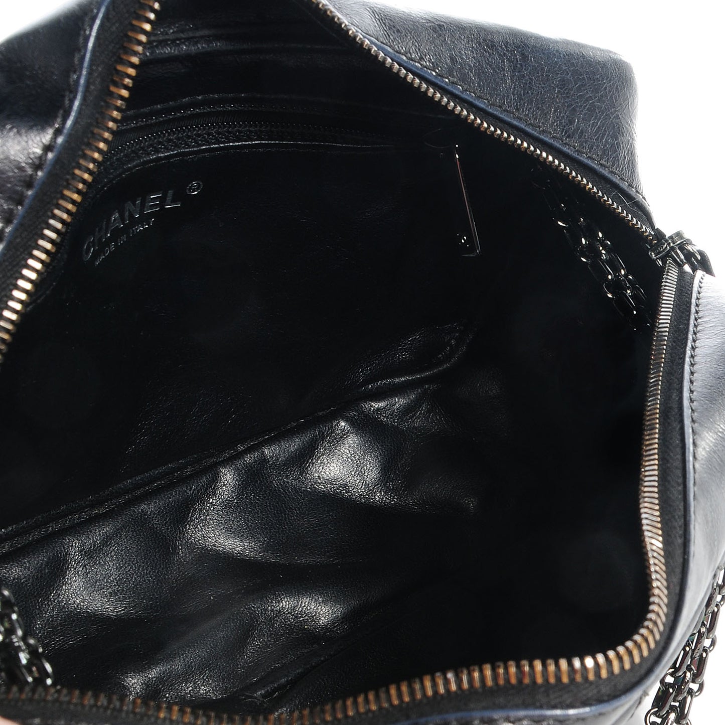 Metallic Aged Calfskin Quilted Medium Reissue Camera Case Black