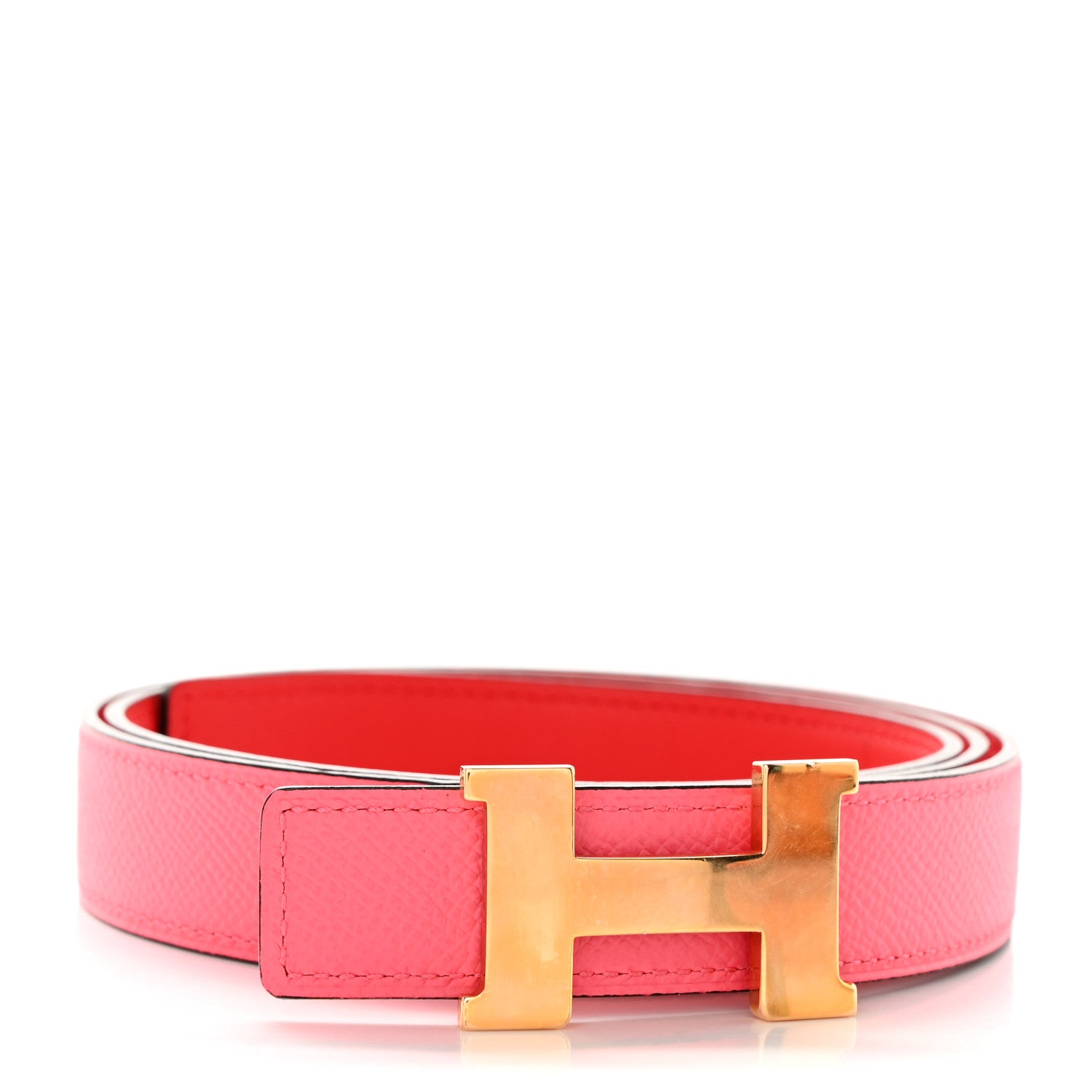 Hermes Swift Epsom 24mm Mini Constance H Belt 85 34 Rouge De Coeur Rose Azalee 1 of 8
