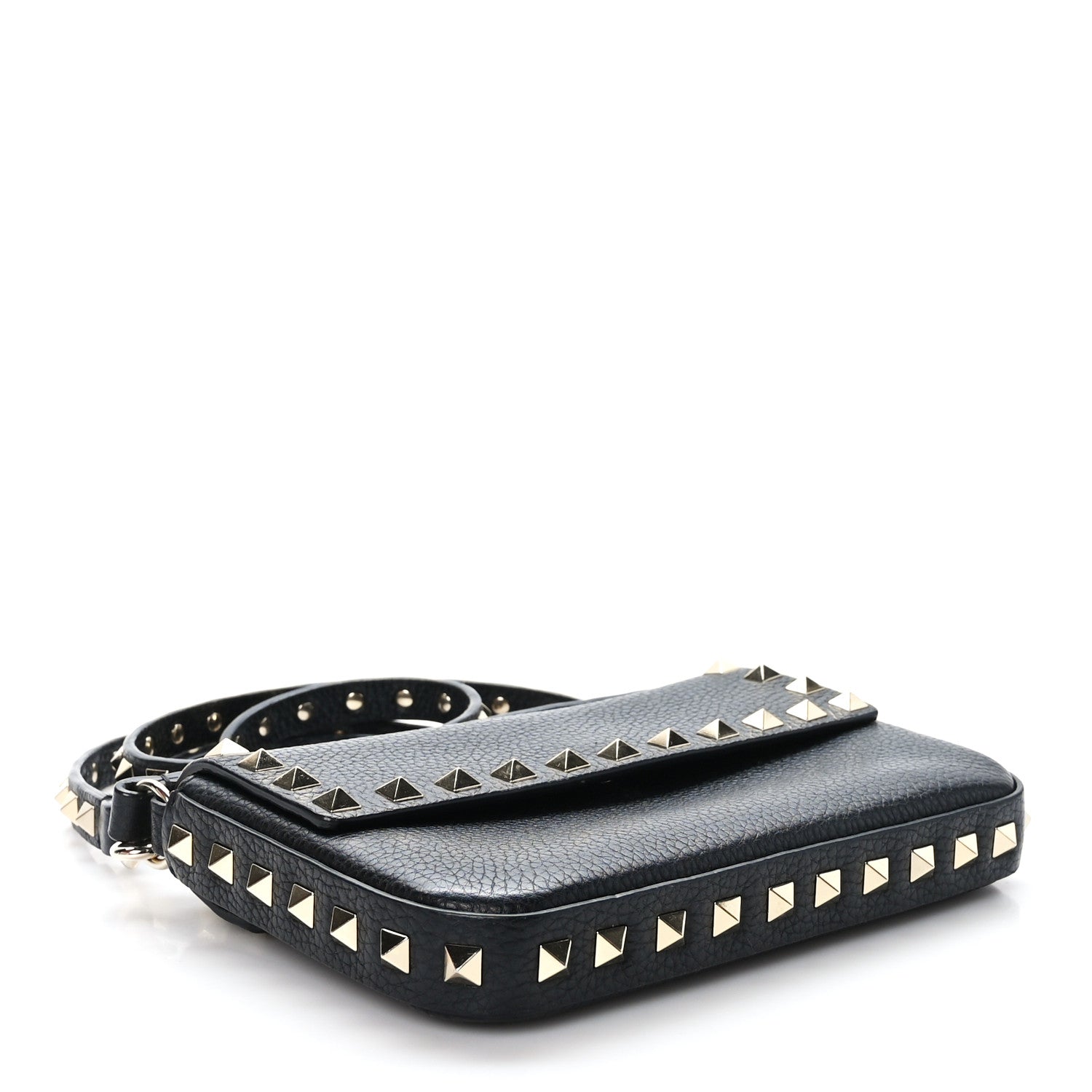 Valentino Garavani Grainy Calfskin Rockstud Crossbody Pouch Black 4 of 8