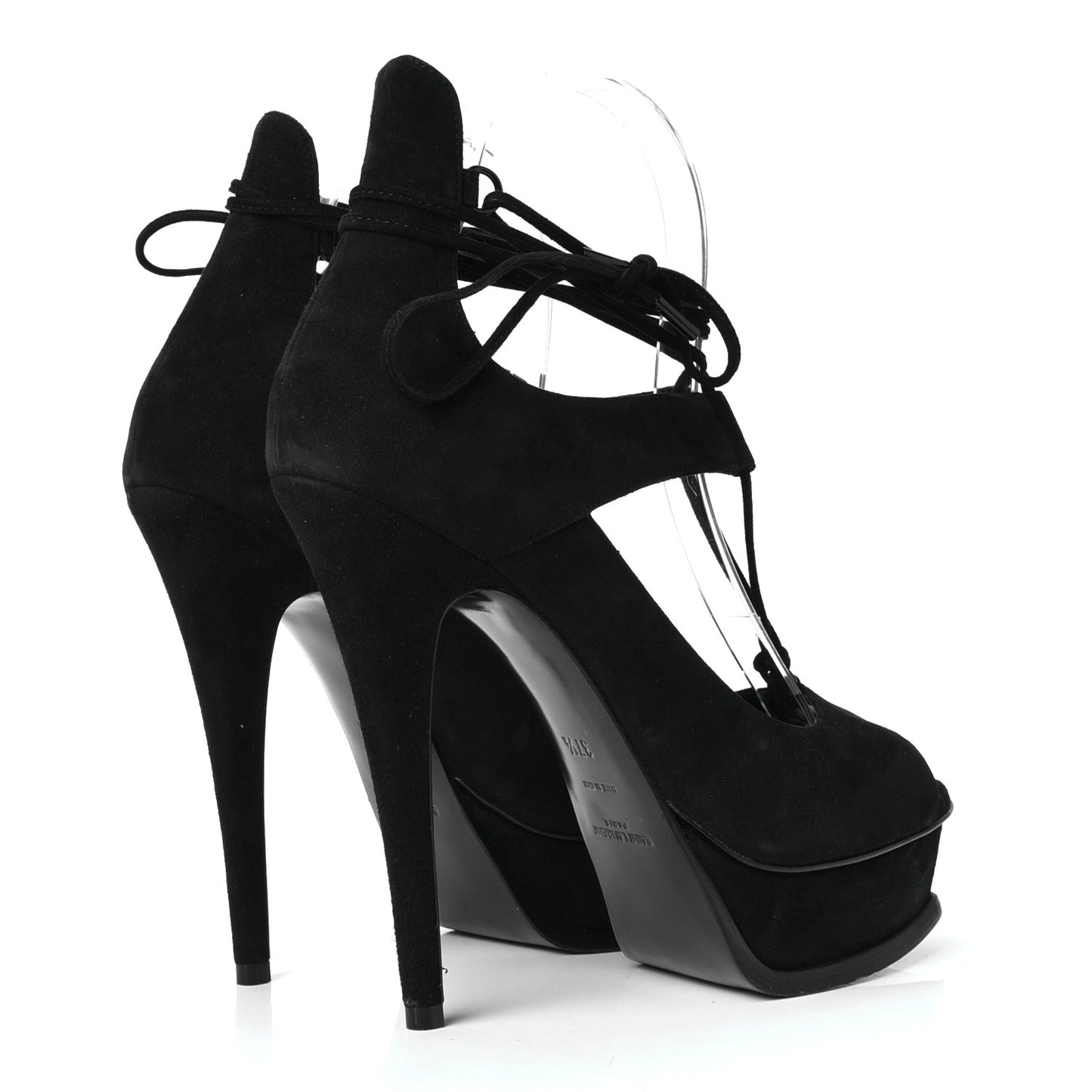 Suede Lou Tribute 105 Lace Platform Sandals 37.5 Black