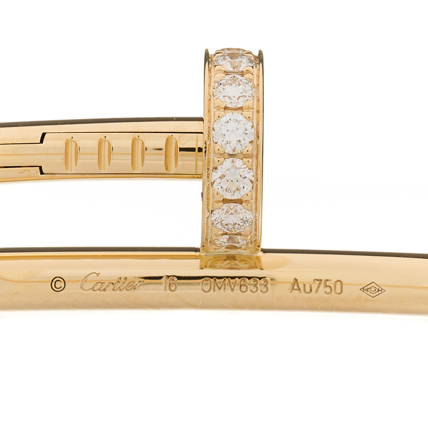 Cartier 18K Yellow Gold Diamond Juste Un Clou Bracelet 16 3 of 4