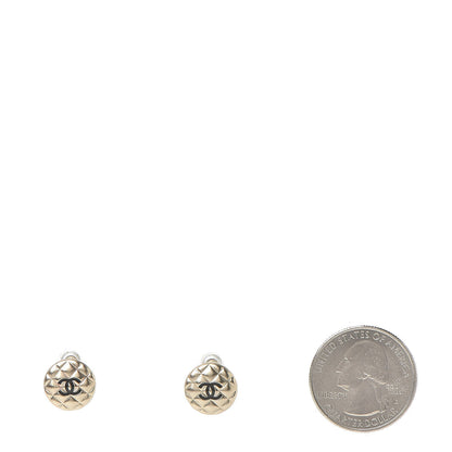 Chanel CC Quilted Round Earrings Gold Black 2 of 5