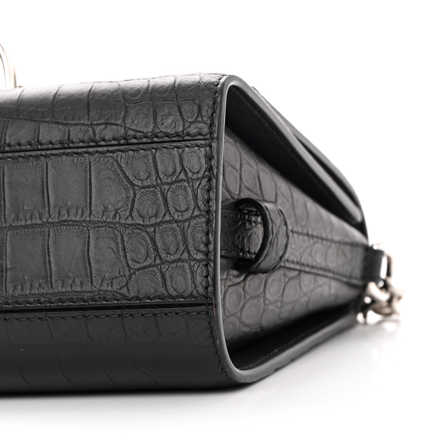 Alexander McQueen Calfskin Crocodile Embossed The Story Shoulder Bag Black 9 of 9