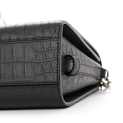 Alexander McQueen Calfskin Crocodile Embossed The Story Shoulder Bag Black 9 of 9