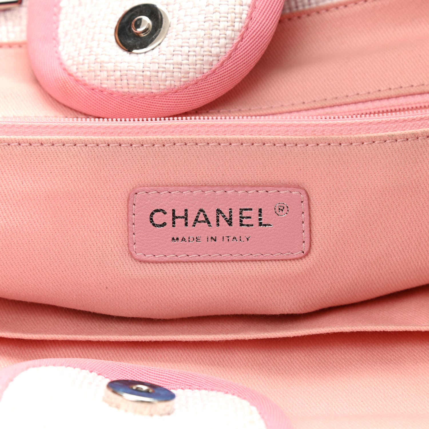 Chanel Canvas Large Deauville Tote White Pink 5 of 9