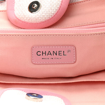 Chanel Canvas Large Deauville Tote White Pink 5 of 9