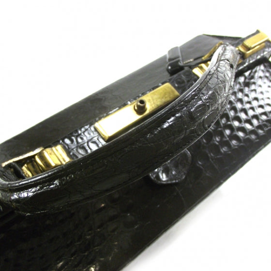 Black Vintage Crocodile Satchel
