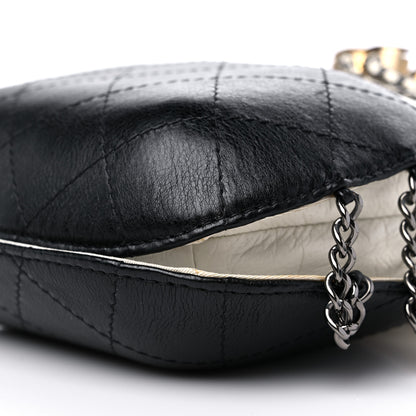 Chanel Aged Calfskin Quilted Small Gabrielle Bucket White Black 9 of 12