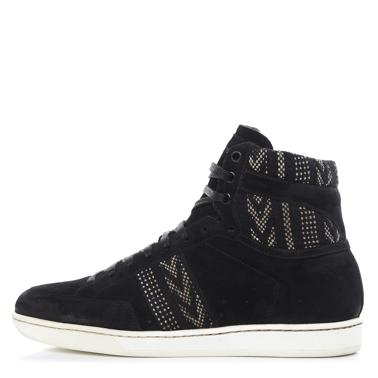 Saint Laurent Distressed Suede Mens Ikat High Top Sneakers 41 Black 1 of 9