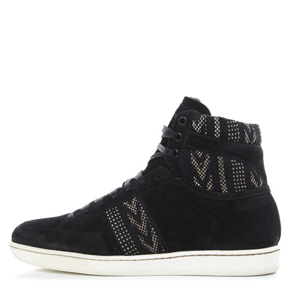 Saint Laurent Distressed Suede Mens Ikat High Top Sneakers 41 Black 1 of 9