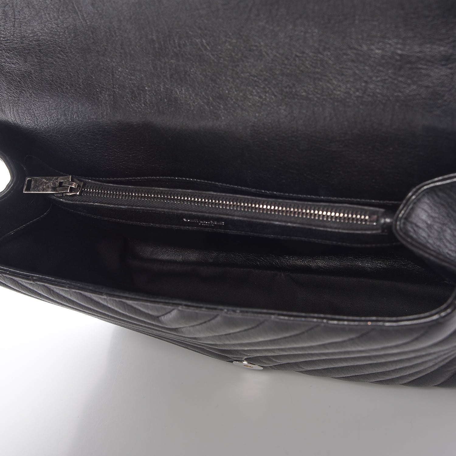 Saint Laurent Sheepskin Matelasse Chevron Monogram Large College Satchel Black 5 of 8