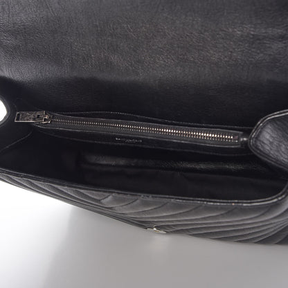 Saint Laurent Sheepskin Matelasse Chevron Monogram Large College Satchel Black 5 of 8