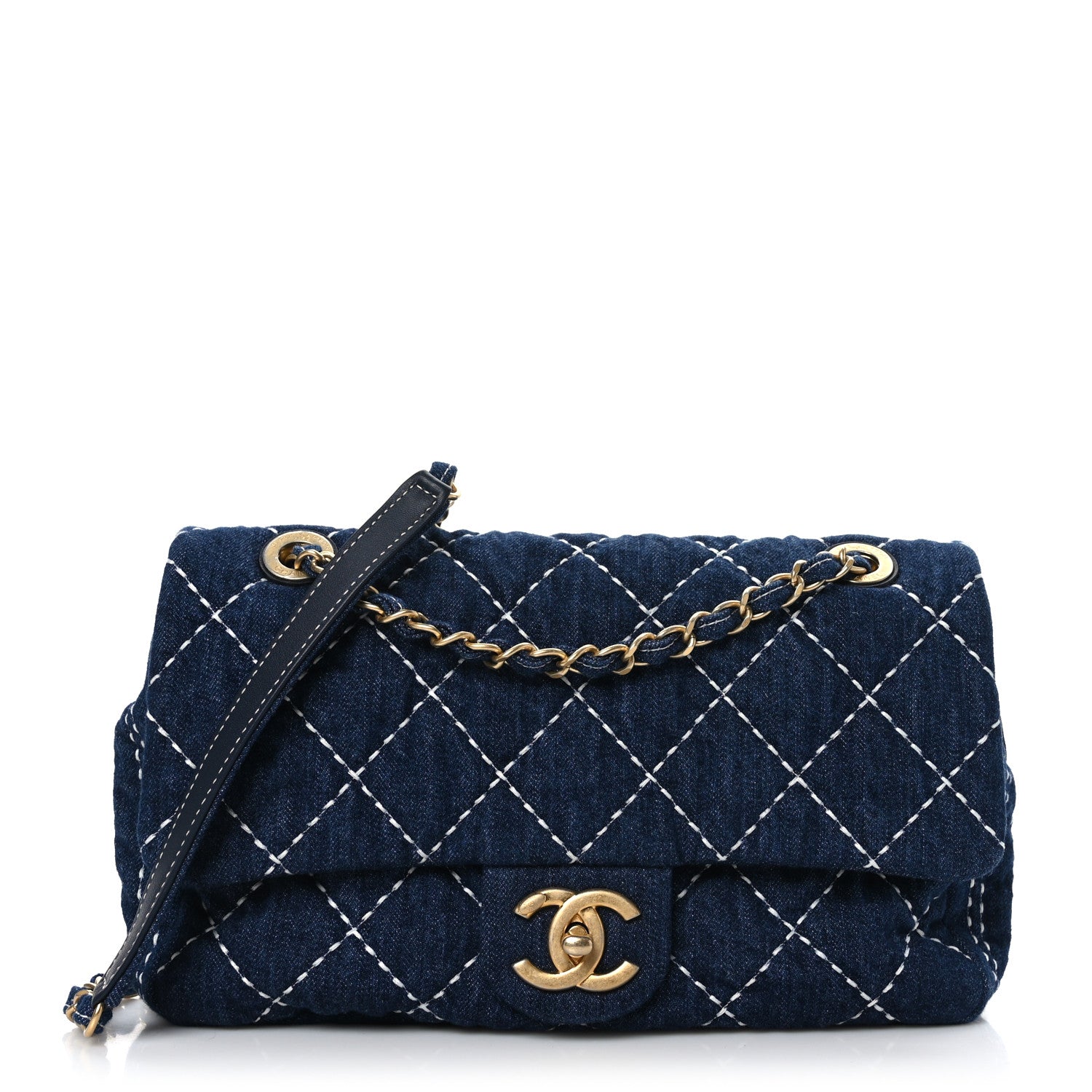 Chanel Denim Quilted Medium Denim Trip Single Flap Blue 1 of 9