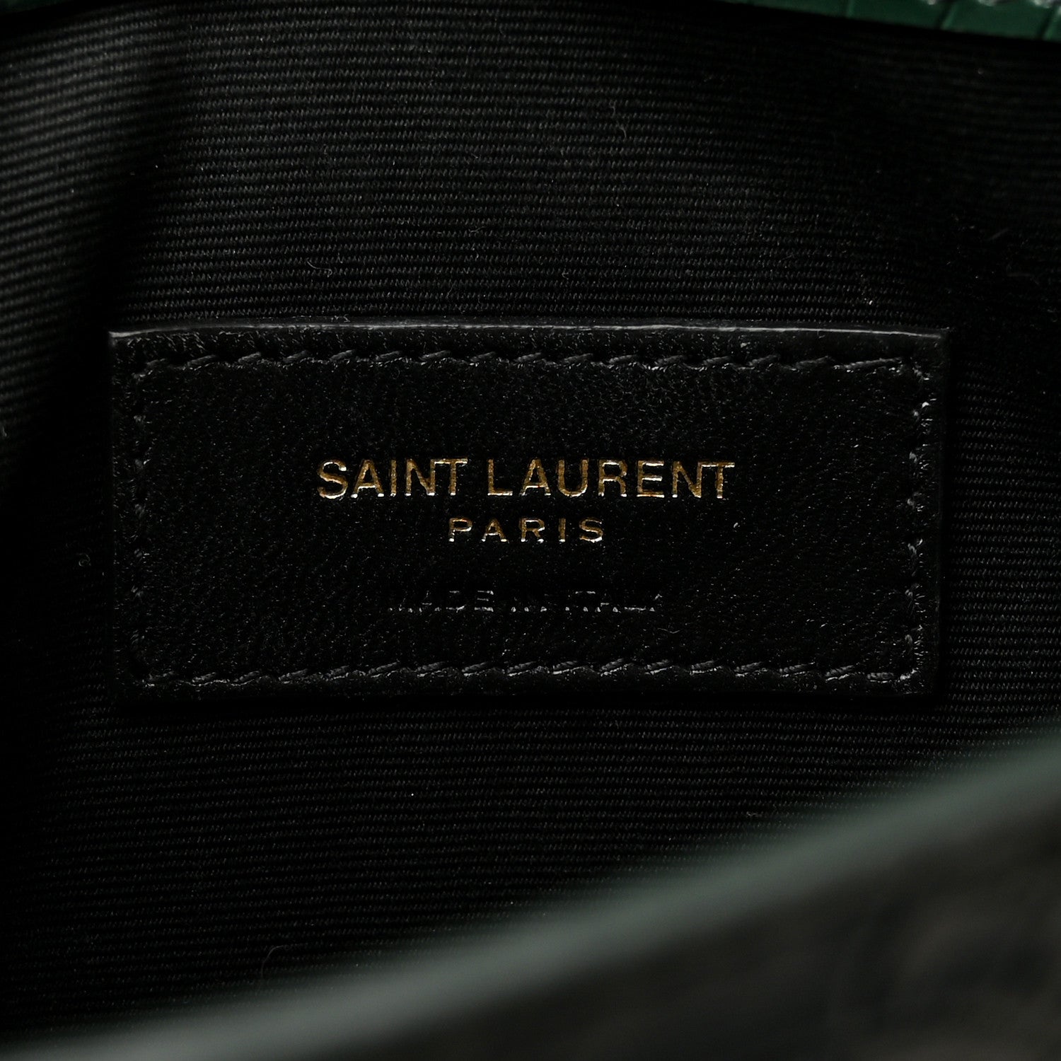 Saint Laurent Calfskin Crocodile Embossed Uptown Monogram Clutch Dark Green 6 of 10