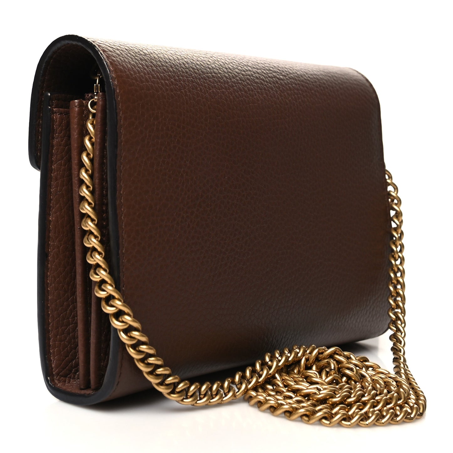Cellarius Calfskin GG Marmont Chain Wallet Nut Brown