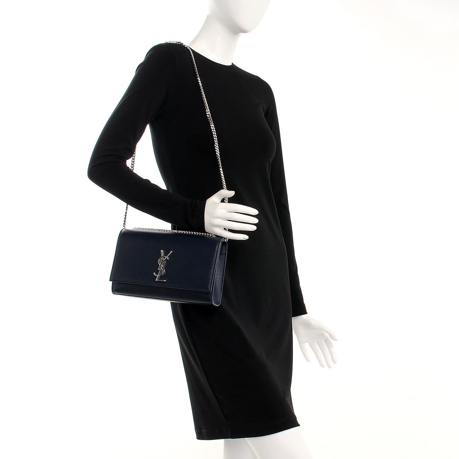 Saint Laurent Grain De Poudre Medium Classic Monogram Kate Satchel Medium Blue 2 of 6