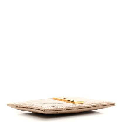 Saint Laurent Grain De Poudre Matelasse Chevron Monogram Credit Card Case Dark Beige 4 of 7