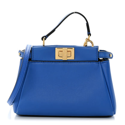 Fendi Shiny Nappa Micro Peekaboo Iconic Satchel Bluette 1 of 13
