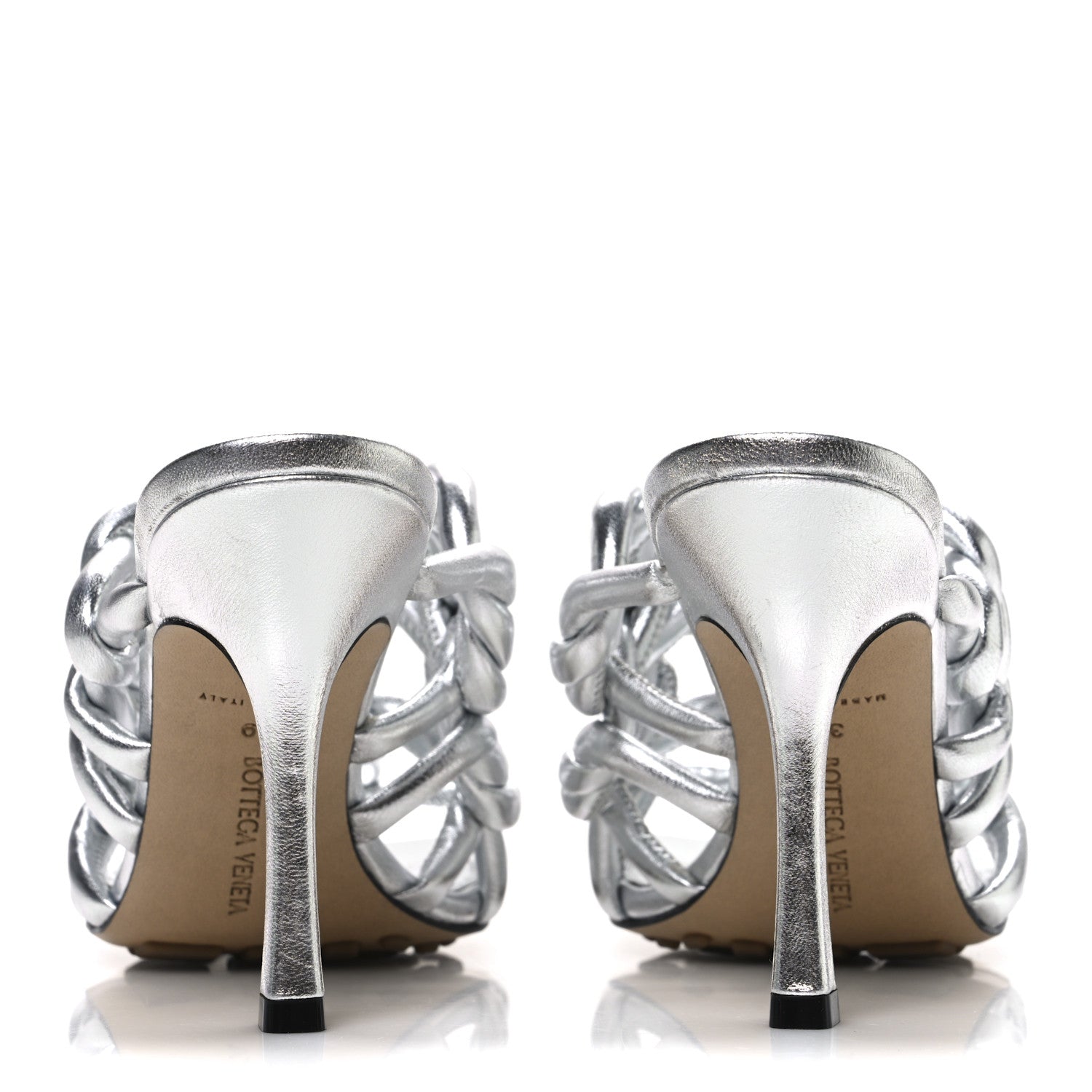 Bottega Veneta Reflection Weave Stretch Sandals 39 Silver 6 of 9