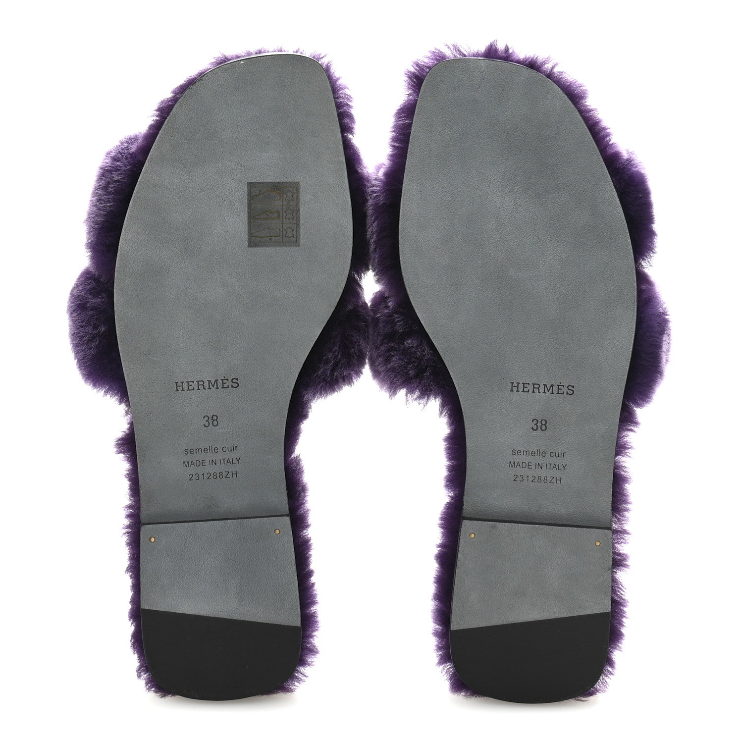 Hermes Woolskin Oran Sandals 38 Violet Fonce 6 of 9