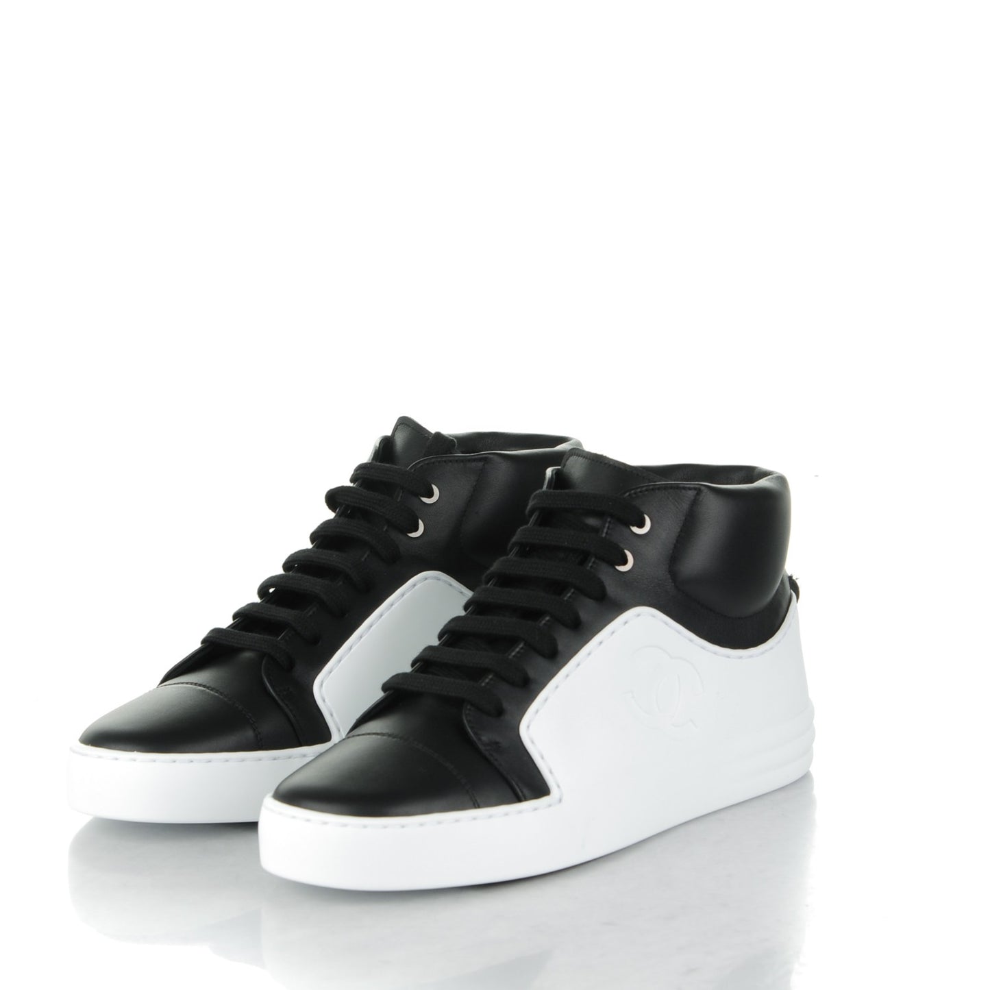 Calfskin CC Sneakers 38 Black White
